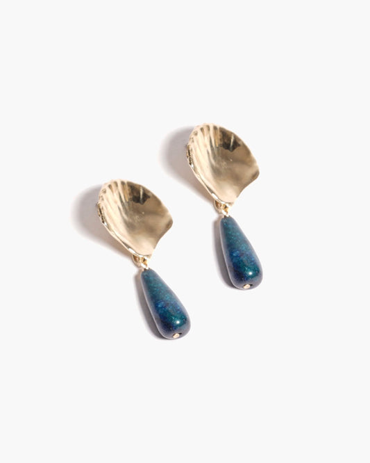 lalo shell drop earrings - deep blue apatite