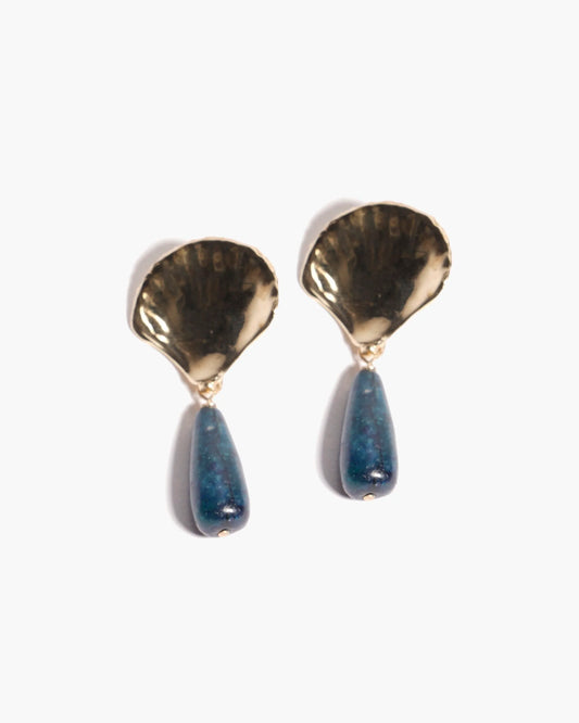 lalo shell drop earrings - deep blue apatite