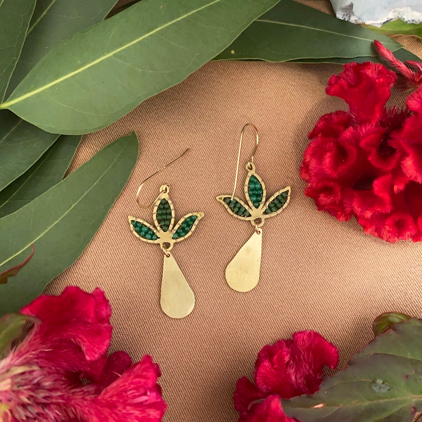 lotus drop dangle earrings
