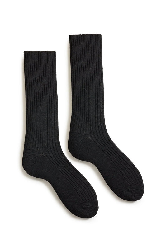 lisa b. / men's solid ribbed wool cashmere crew socks
