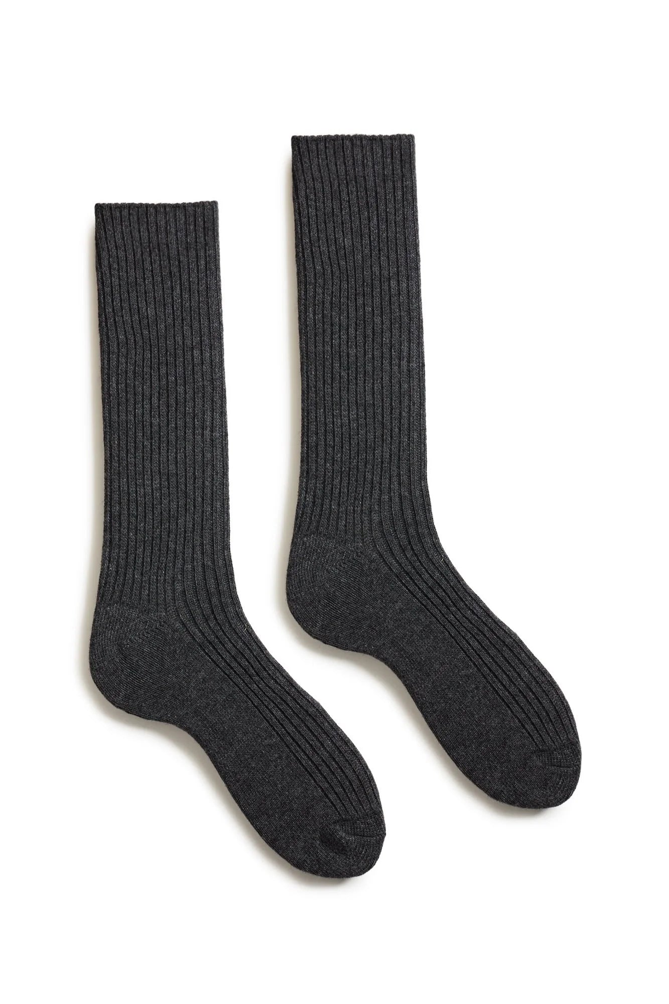 lisa b. / men's solid ribbed wool cashmere crew socks