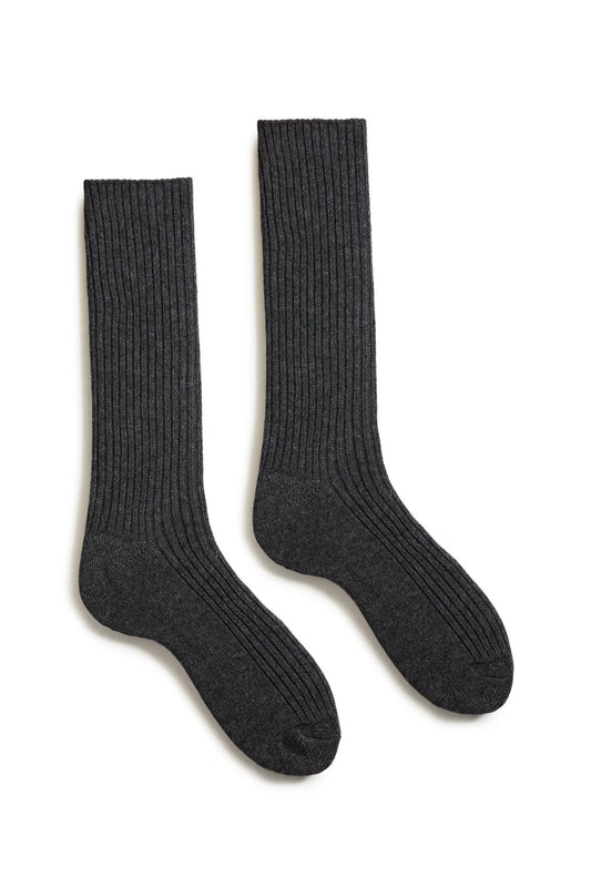 lisa b. / men's solid ribbed wool cashmere crew socks