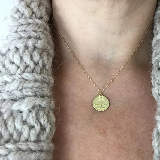 zodiac medal pendant necklace - libra