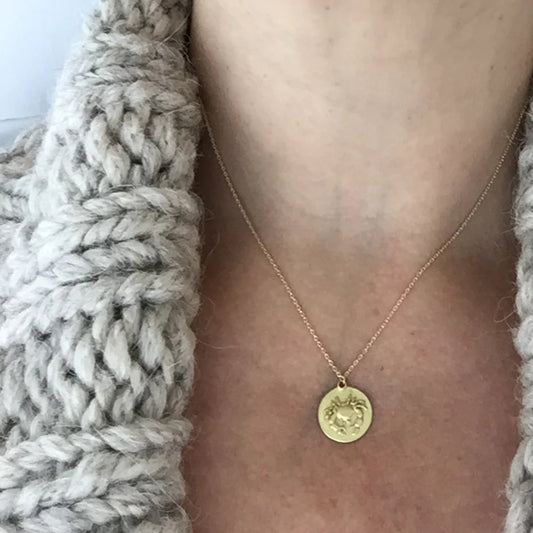 zodiac medal pendant necklace - cancer
