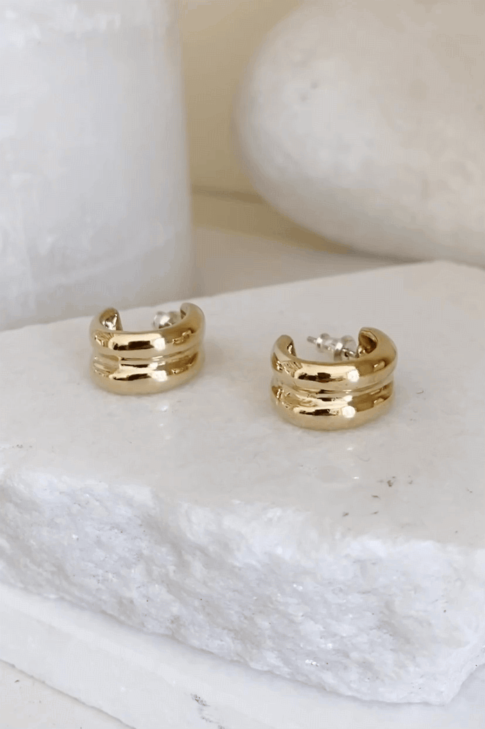 mini double bulle hoop earrings