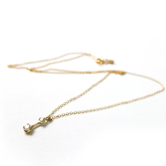 two stone bar necklace - natural diamond
