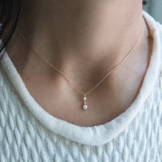 two stone bar necklace - natural diamond