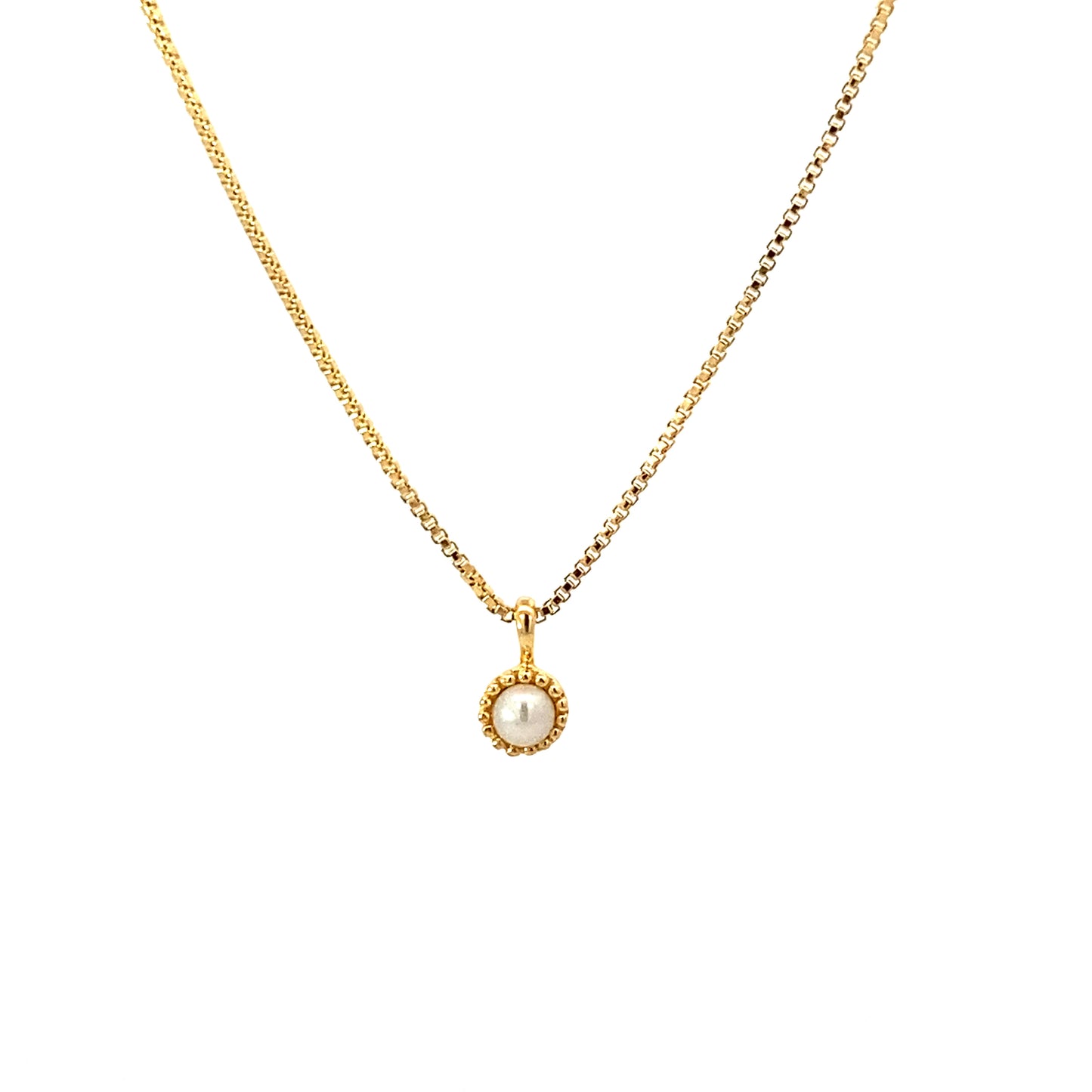 small round milgrain pendant necklace - pearl