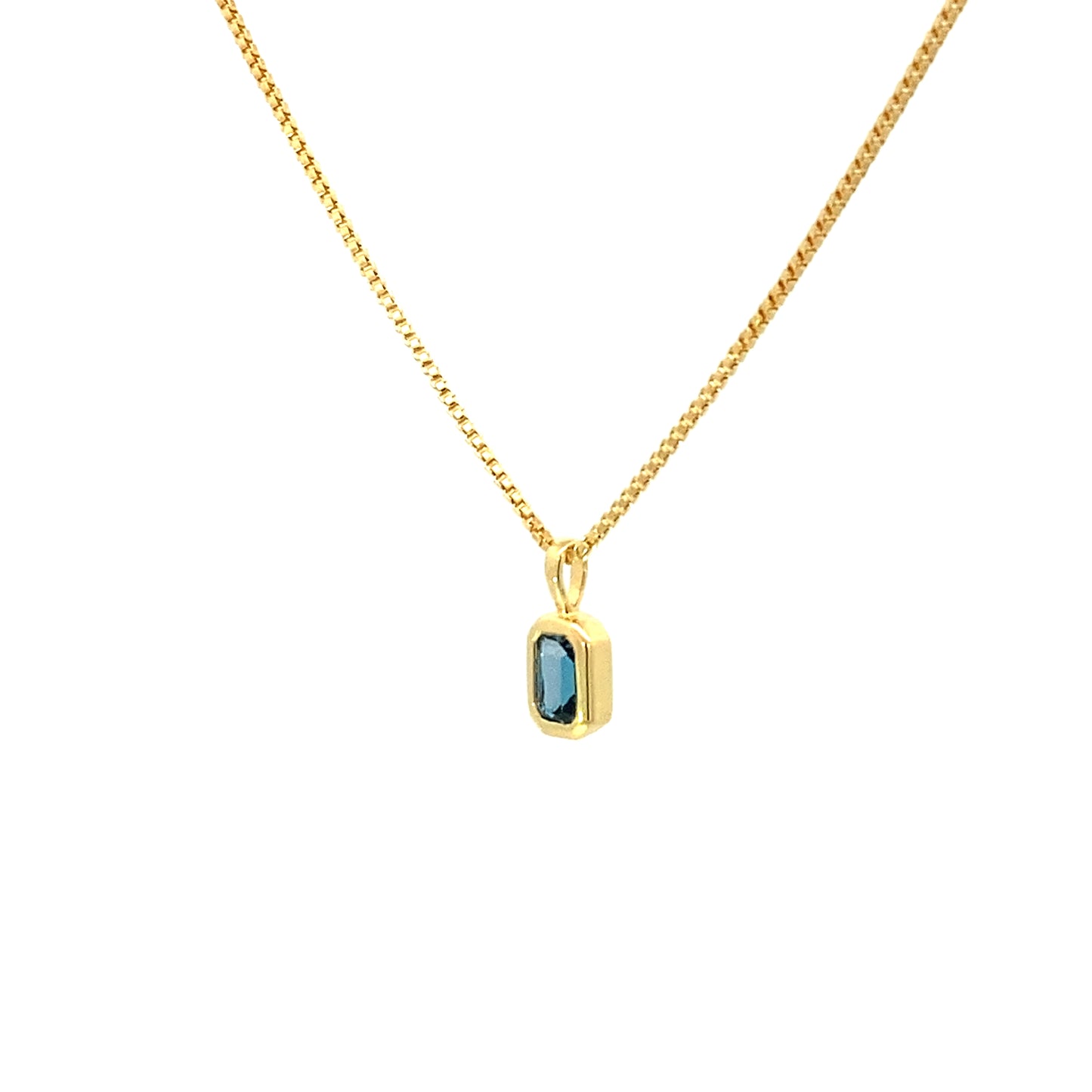 vertical octagon pendant necklace - london blue topaz
