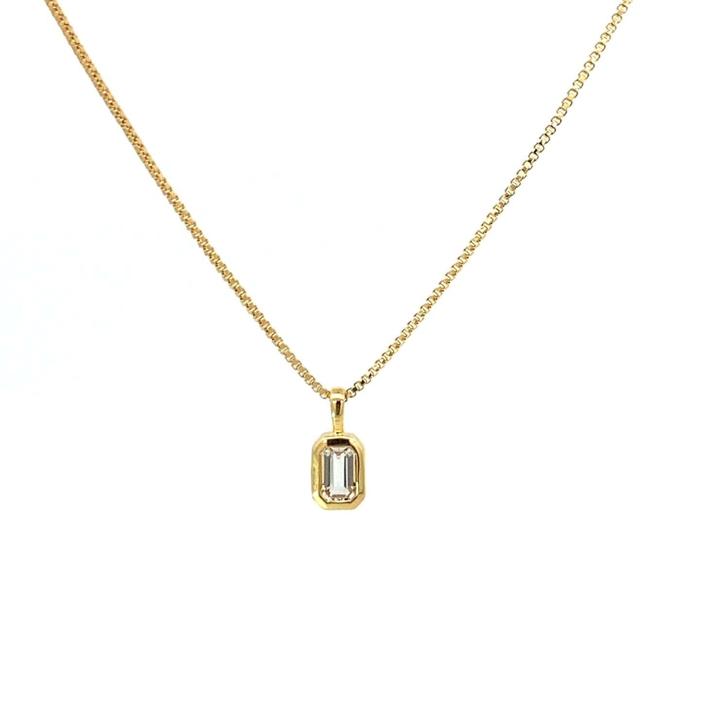 vertical octagon pendant necklace - white topaz