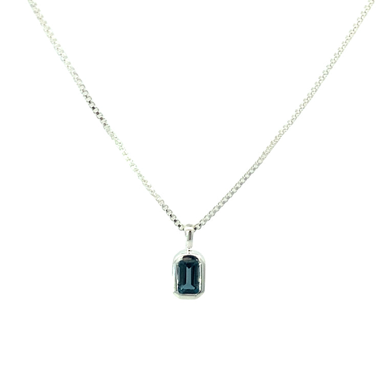 vertical octagon pendant necklace - london blue topaz