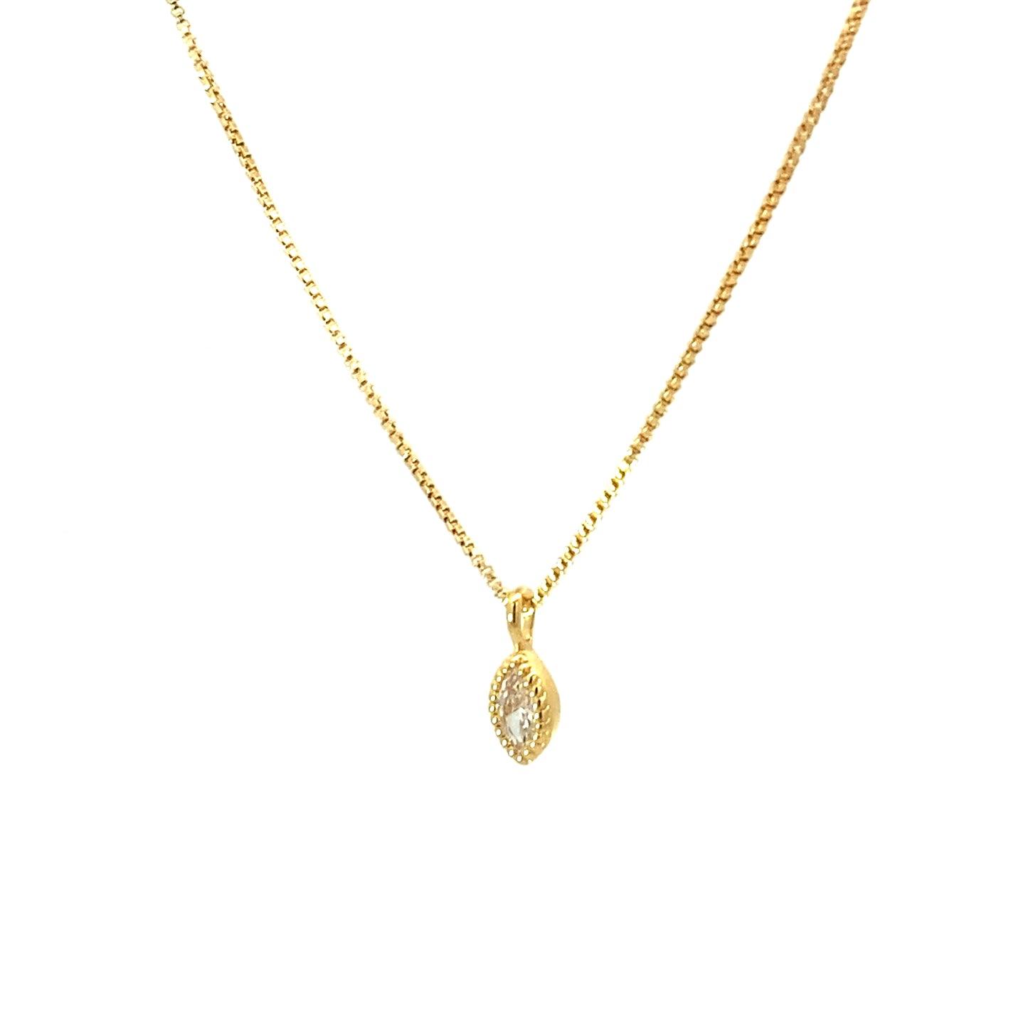 marquise milgrain pendant necklace - cz