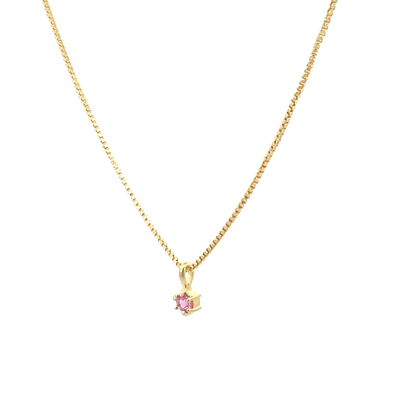 small round claw-set pendant necklace - pink sapphire