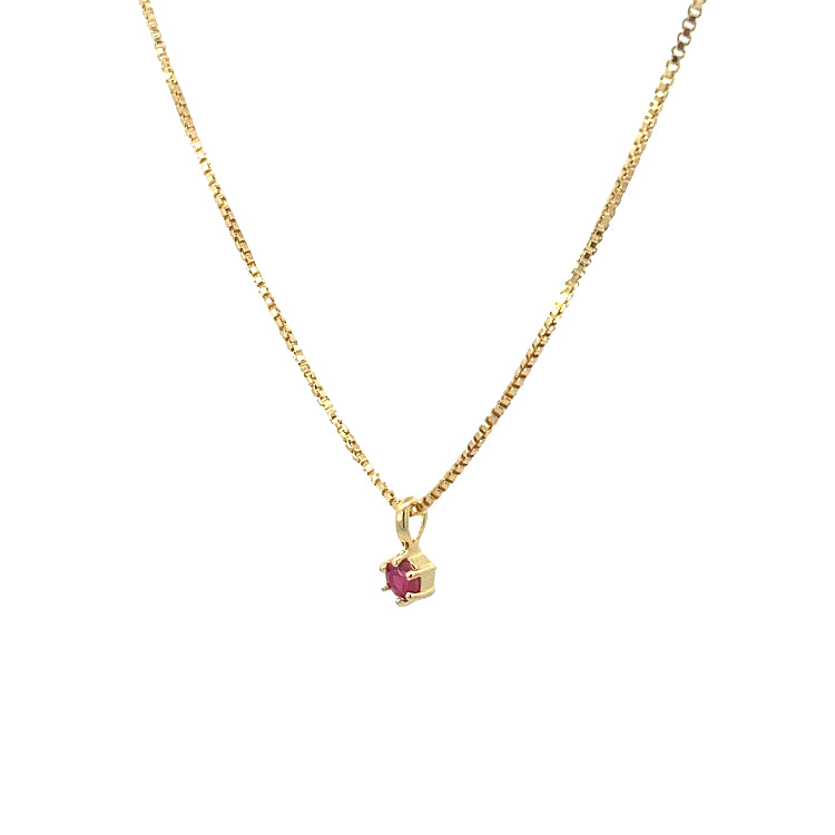 small round claw-set pendant necklace - ruby