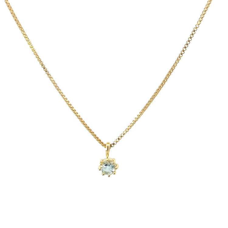 round claw-set pendant necklace - aquamarine