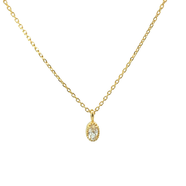oval milgrain pendant necklace - cz