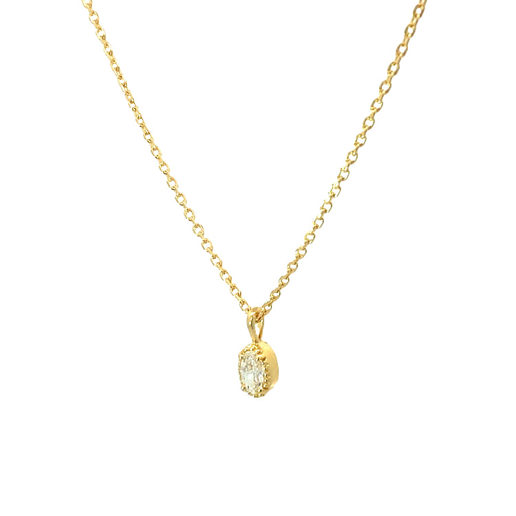 oval milgrain pendant necklace - cz