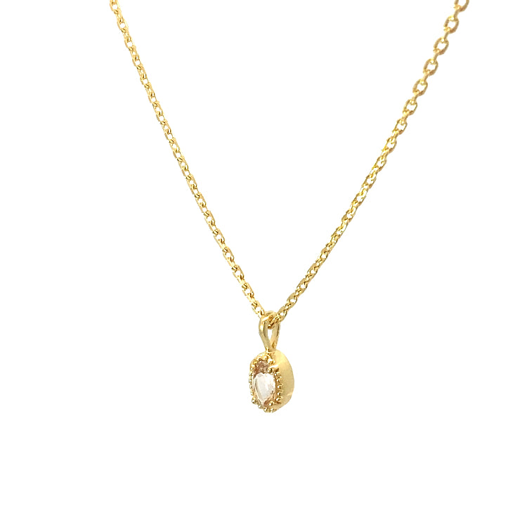 oval milgrain pendant necklace - morganite