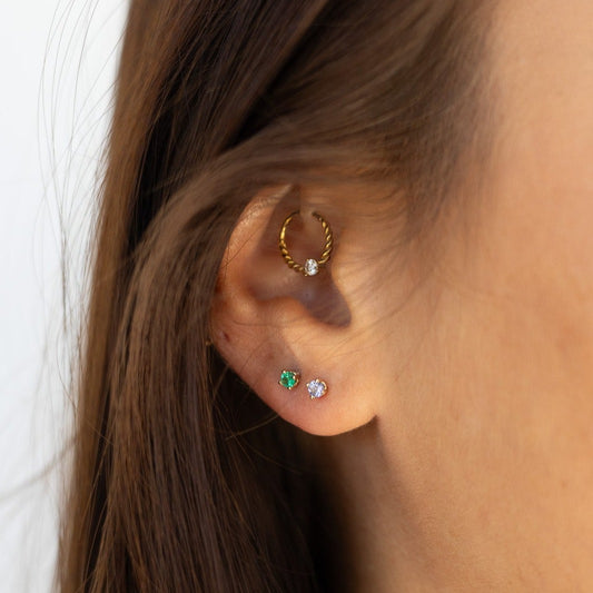 natural gem stud earrings - pink sapphire