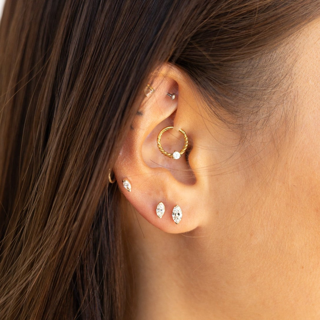 marquise v-prong stud earrings - grown diamond