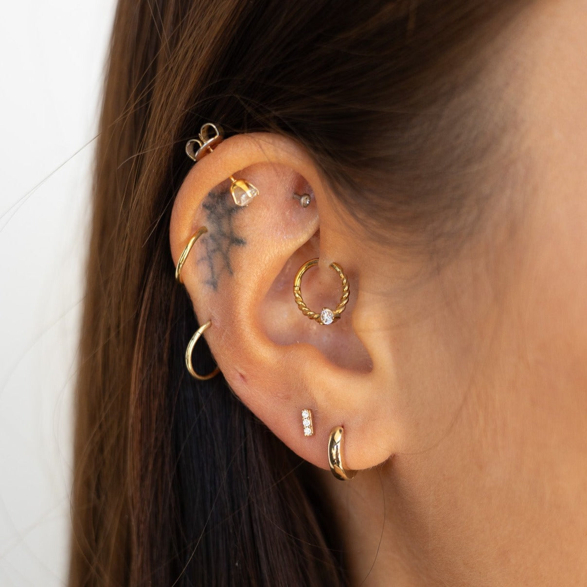 pavé bar stud earrings - grown diamond