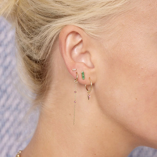 métier / mini bezel-set hexa gemstone stud earrings - aquamarine