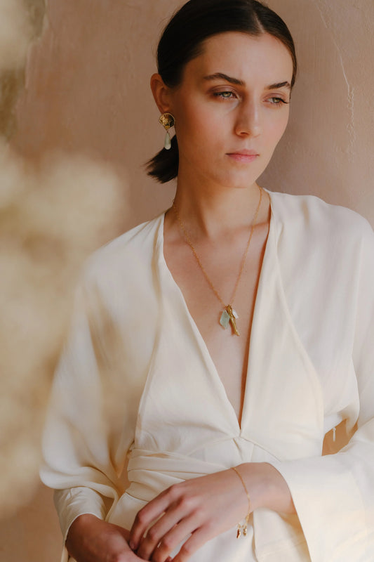 lalo shell drop earrings - light blue celestite