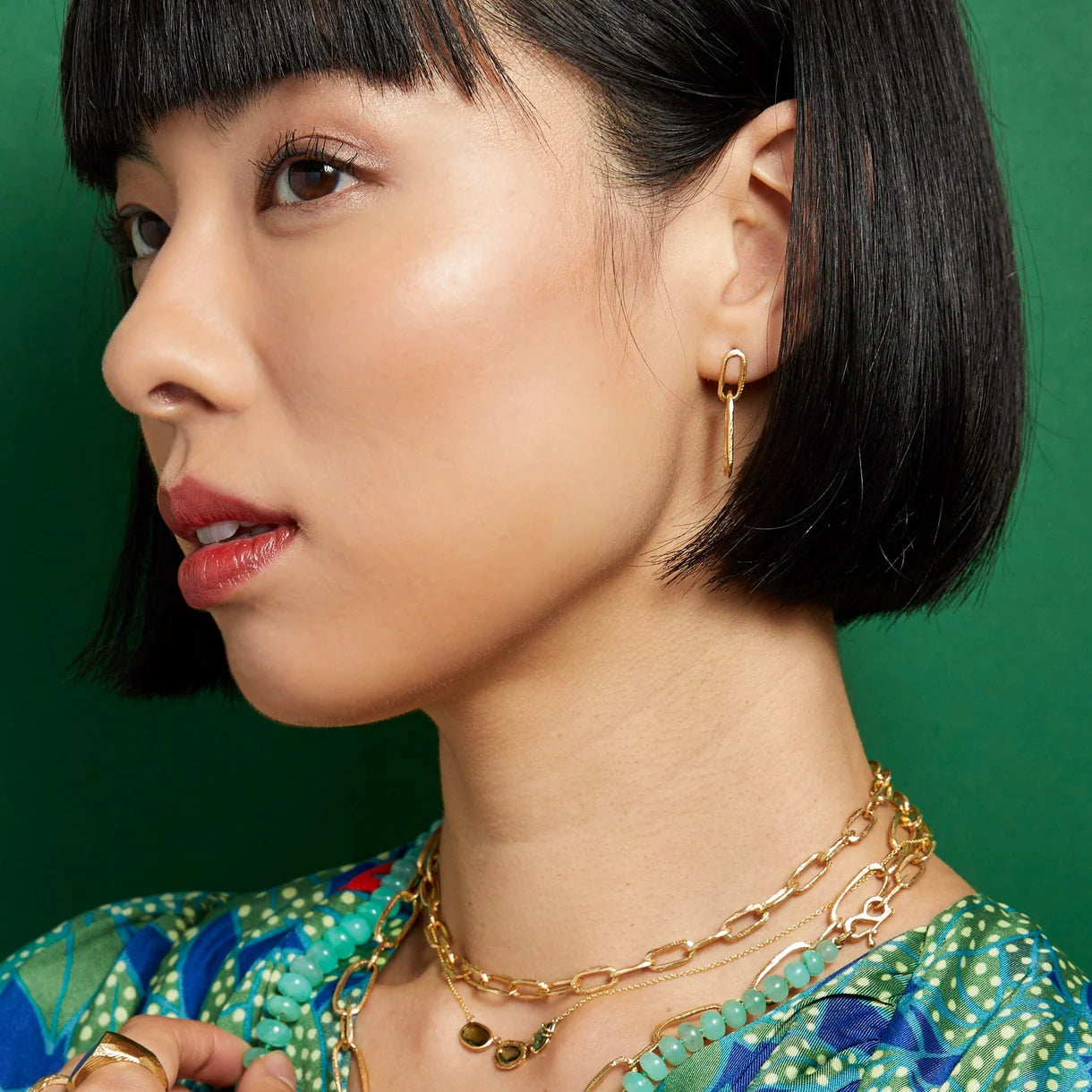 carved paperclip drop earrings