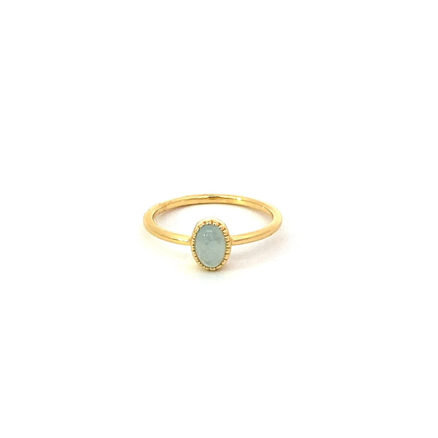 oval milgrain ring - aquamarine cabochon