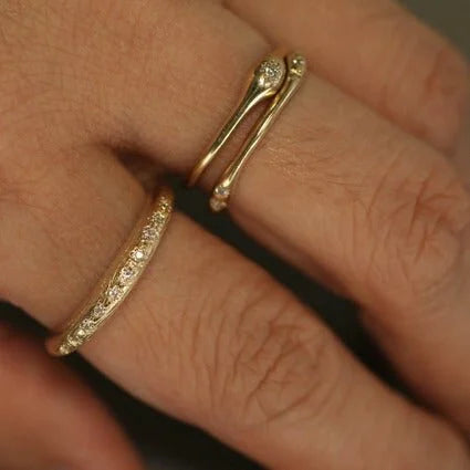 domed textured ring - natural diamond