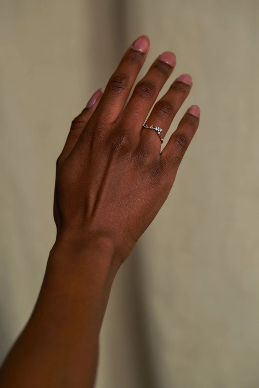 wwake / organic triangle sapphire + diamond ring