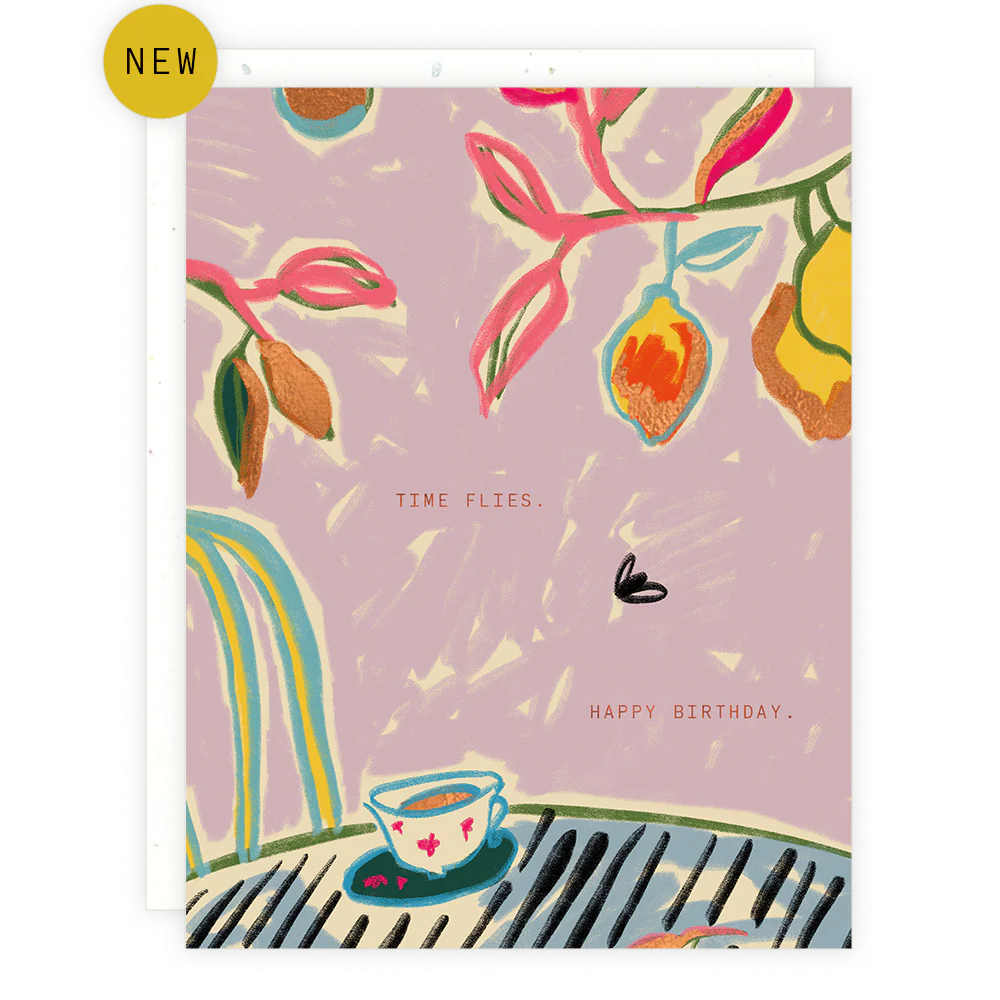 time flies birthday card