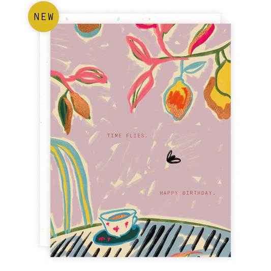 time flies birthday card