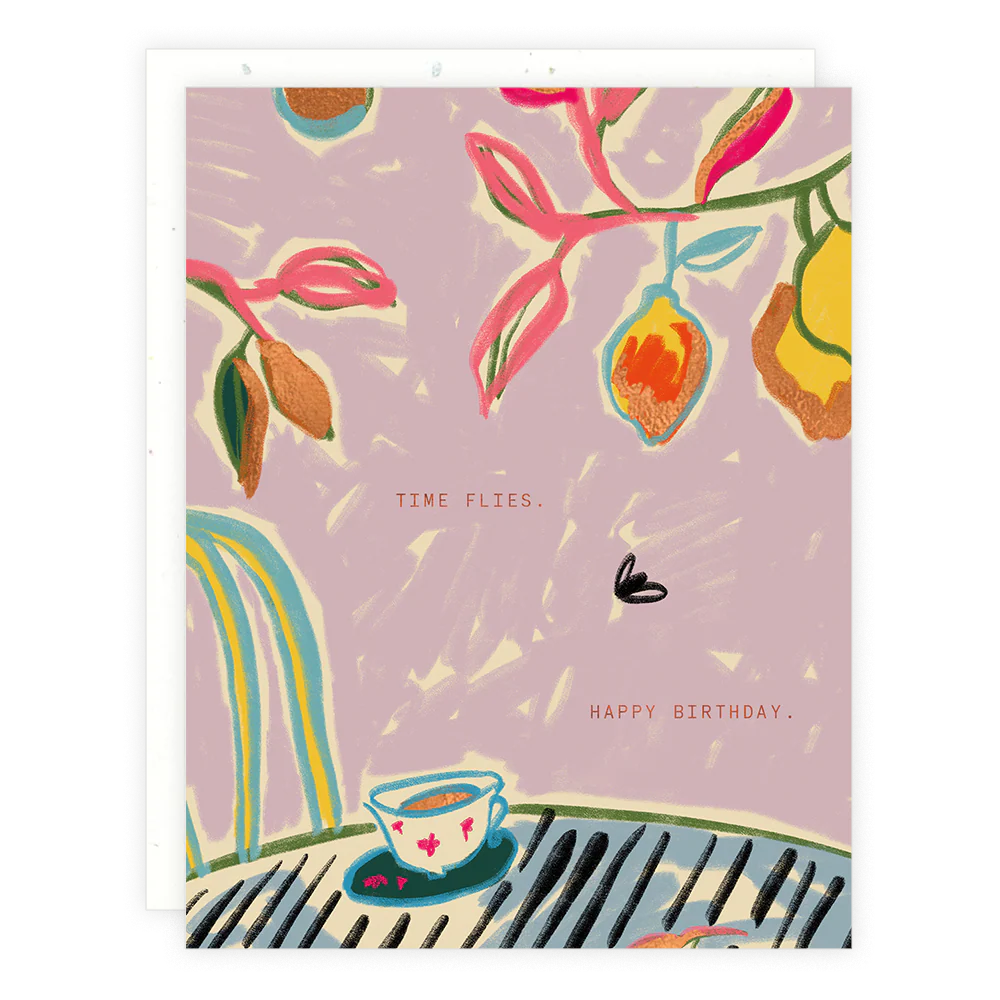 time flies birthday card