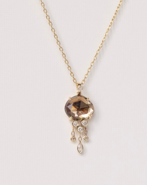 copper tourmaline & dangling diamonds jellyfish necklace