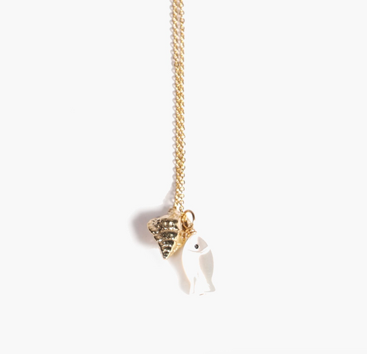 coquille fish charm necklace