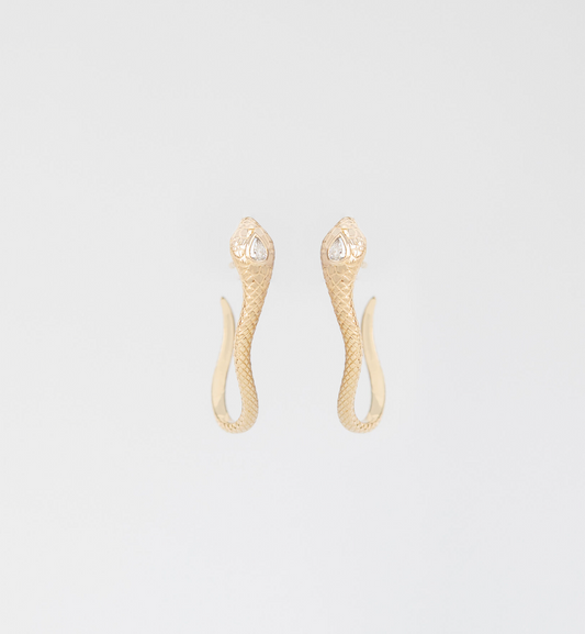 cobra pear diamond earrings