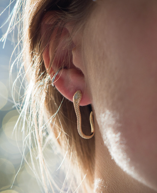 cobra pear diamond earrings