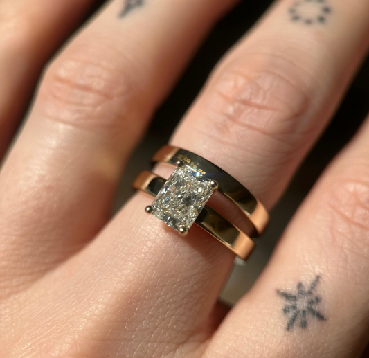 rhea ring - radiant emerald - grown diamond