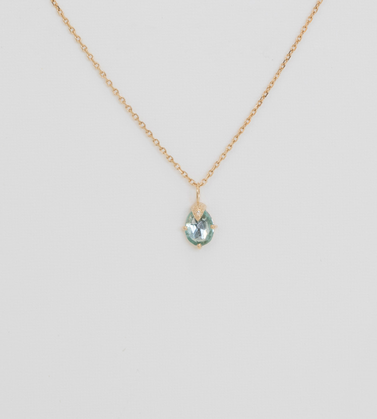 seafoam tourmaline & diamond claw necklace