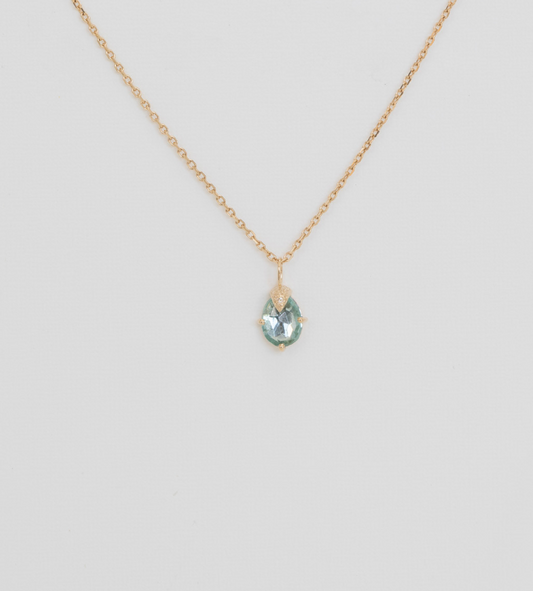 seafoam tourmaline & diamond claw necklace
