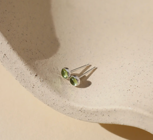 petite peridot stud earrings