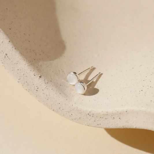 petite mother of pearl stud earrings