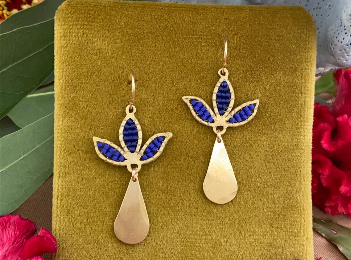 lotus drop dangle earrings
