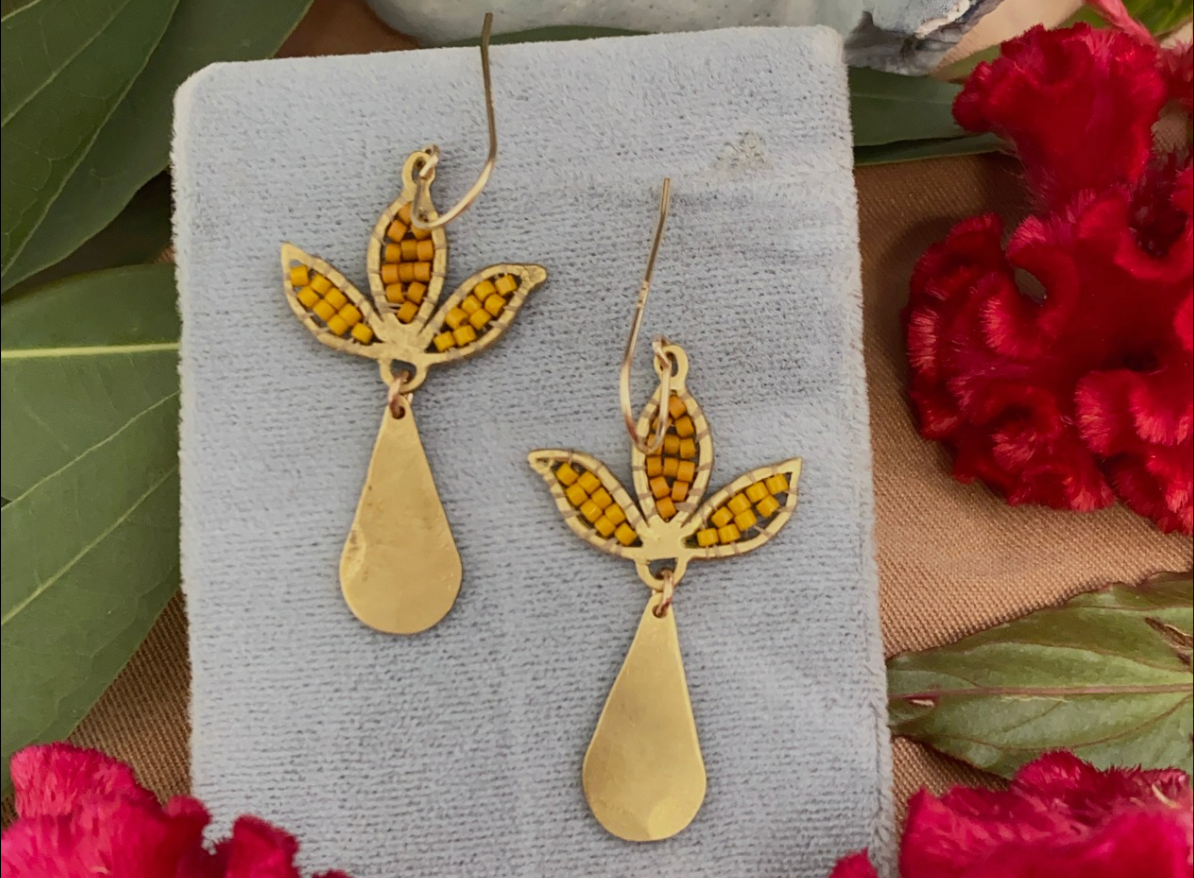 lotus drop dangle earrings
