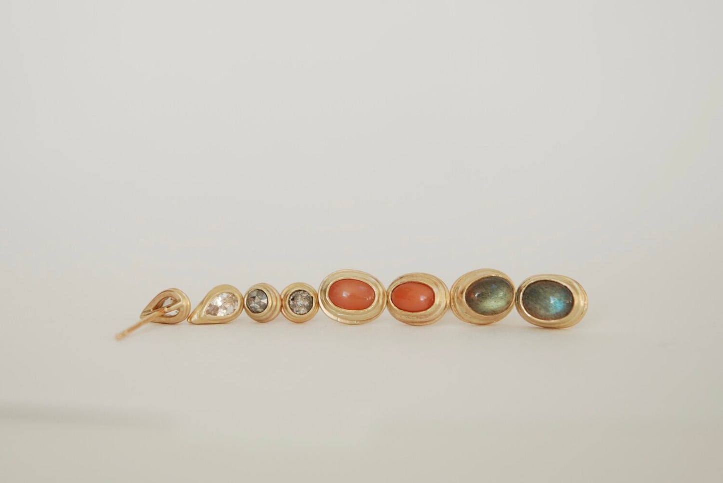 coral cabochon stud earrings