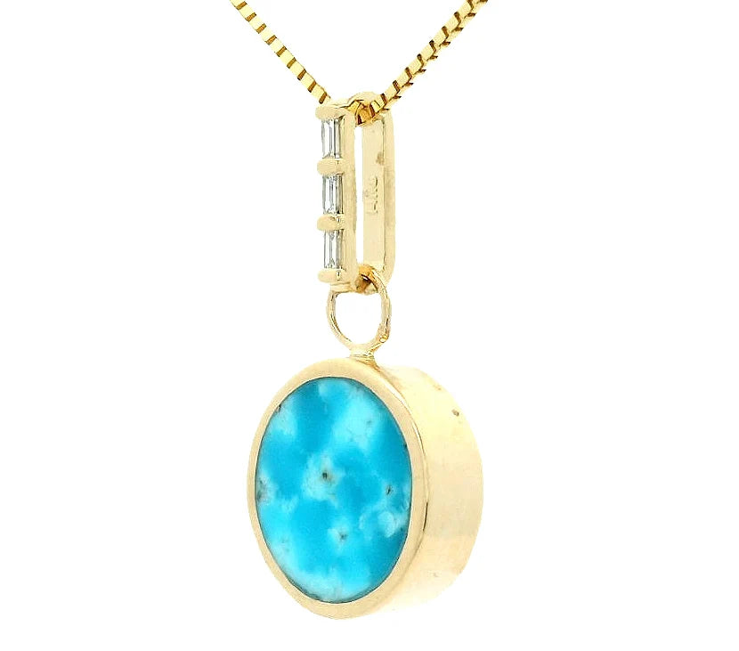 the reversible pendant - turquoise + black jade + natural diamond