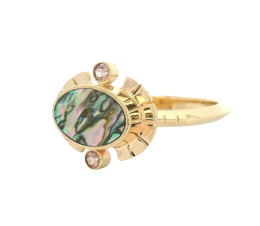 the sol ring - abalone + pink montana sapphire