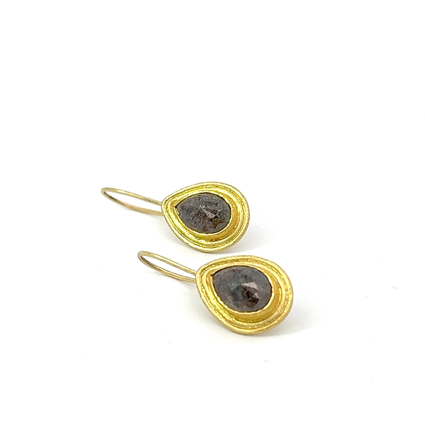 rose-cut diamond double-framed drop earrings