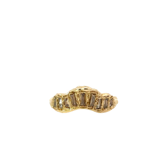 baguette v shape scatter ring - natural chocolate diamond